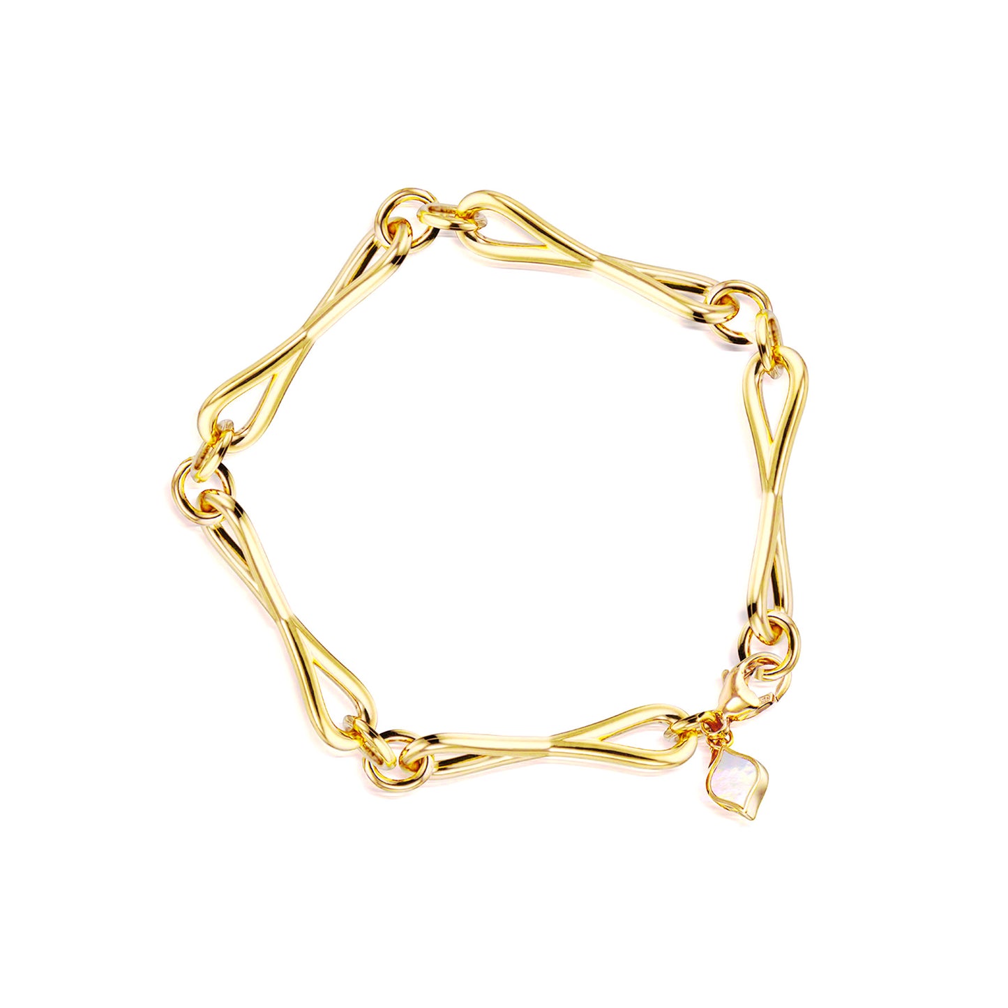 WaterDrop Large Link Bracelet in 14k Yellow SMO Gold with Mother-of-Pearl Tag