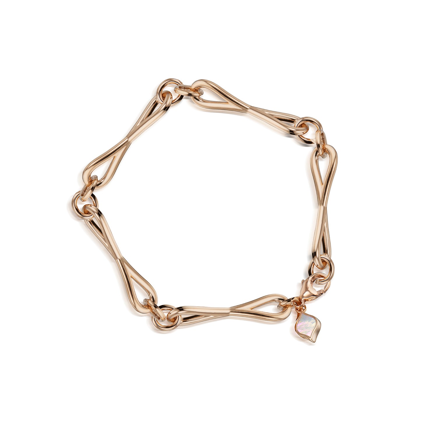 WaterDrop Large Link Bracelet in 14k Rose SMO Gold with Mother-of-Pearl Tag