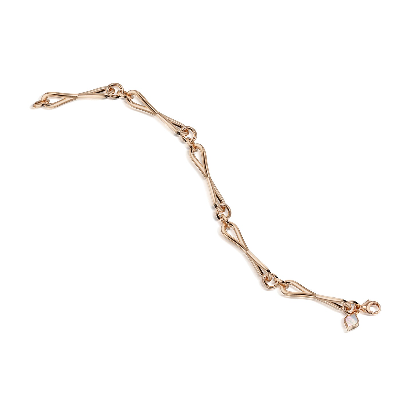 WaterDrop Large Link Bracelet in 14k Rose SMO Gold with Mother-of-Pearl Tag