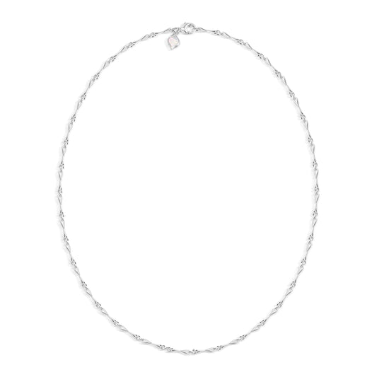 WaterDrop Small Link Necklace in Sterling Silver with Mother-of-Pearl Tag