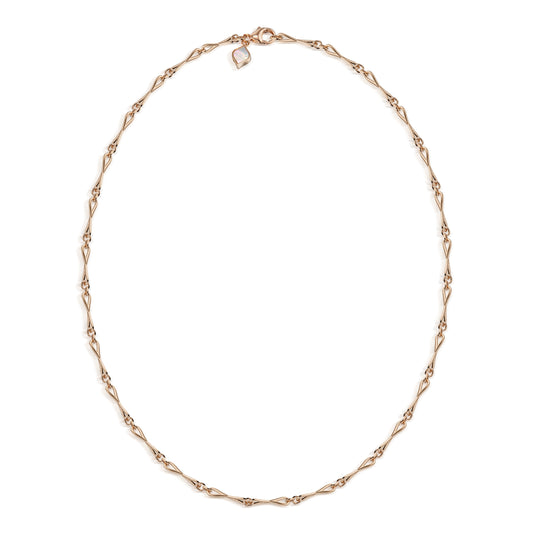 WaterDrop Medium Link Necklace in 14k Rose SMO Gold with Mother-of-Pearl Tag