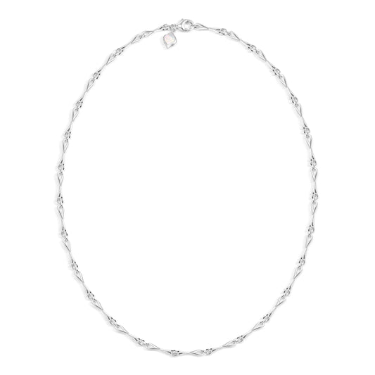 WaterDrop Medium Link Necklace in Sterling Silver with Mother-of-Pearl Tag