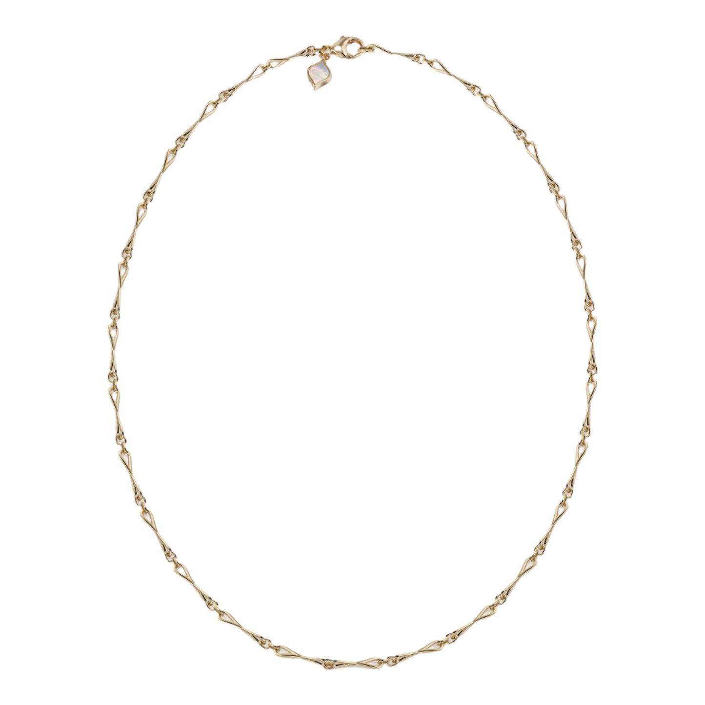 WaterDrop Medium Link Necklace in 14k Yellow SMO Gold with Mother-of-Pearl Tag