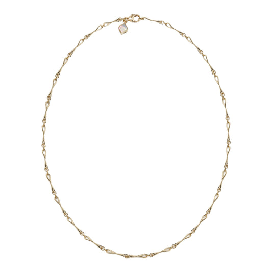 WaterDrop Medium Link Necklace in 14k Yellow SMO Gold with Mother-of-Pearl Tag