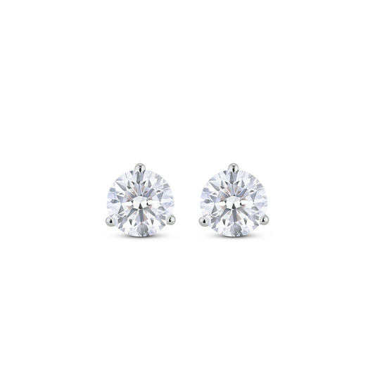 LIGHTBOX Lab-Grown Diamond 2 CT Round Solitaire Earrings with White Diamond