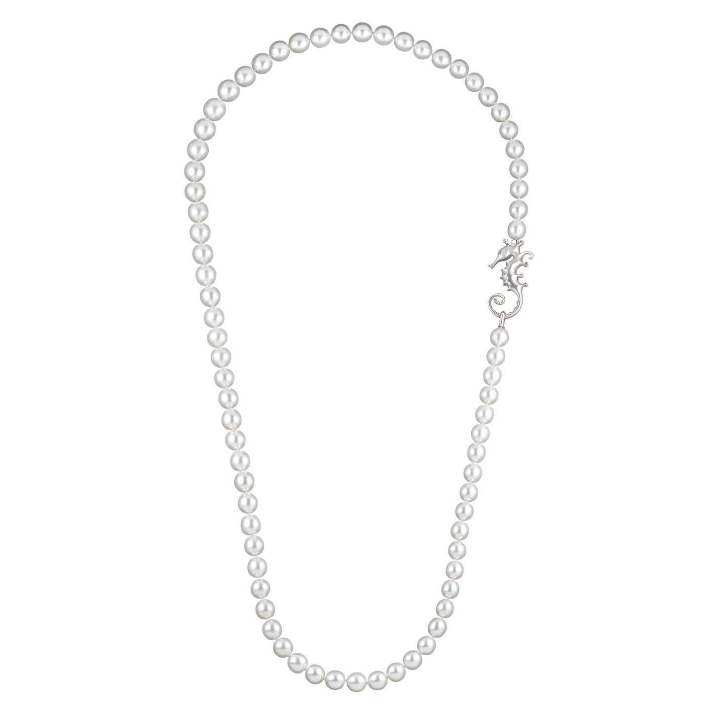 Angela Cummings Seahorse Convertible Necklace in Platinum and South Sea Pearls