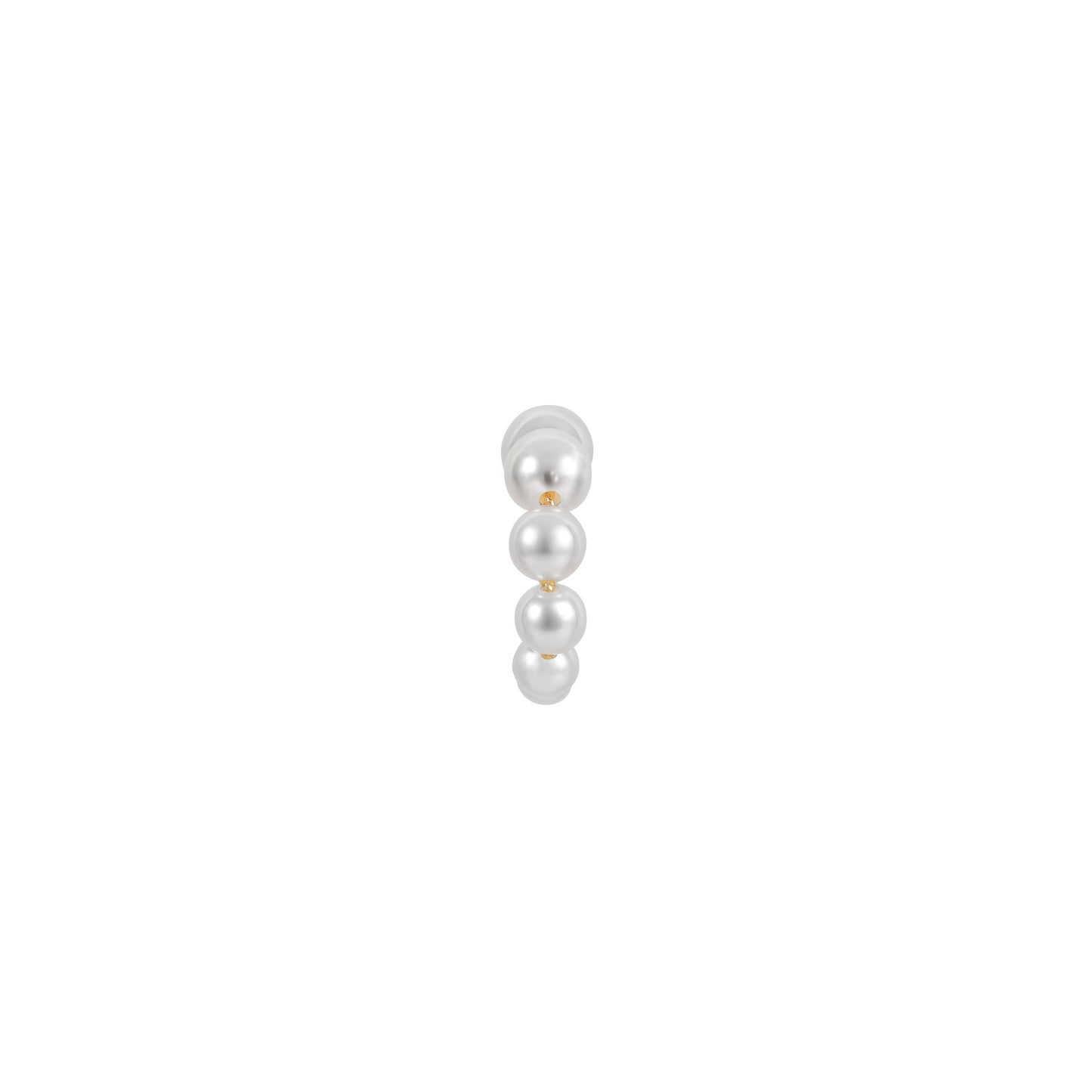 Akoya pearl hoop earring in 18k yellow gold fron view