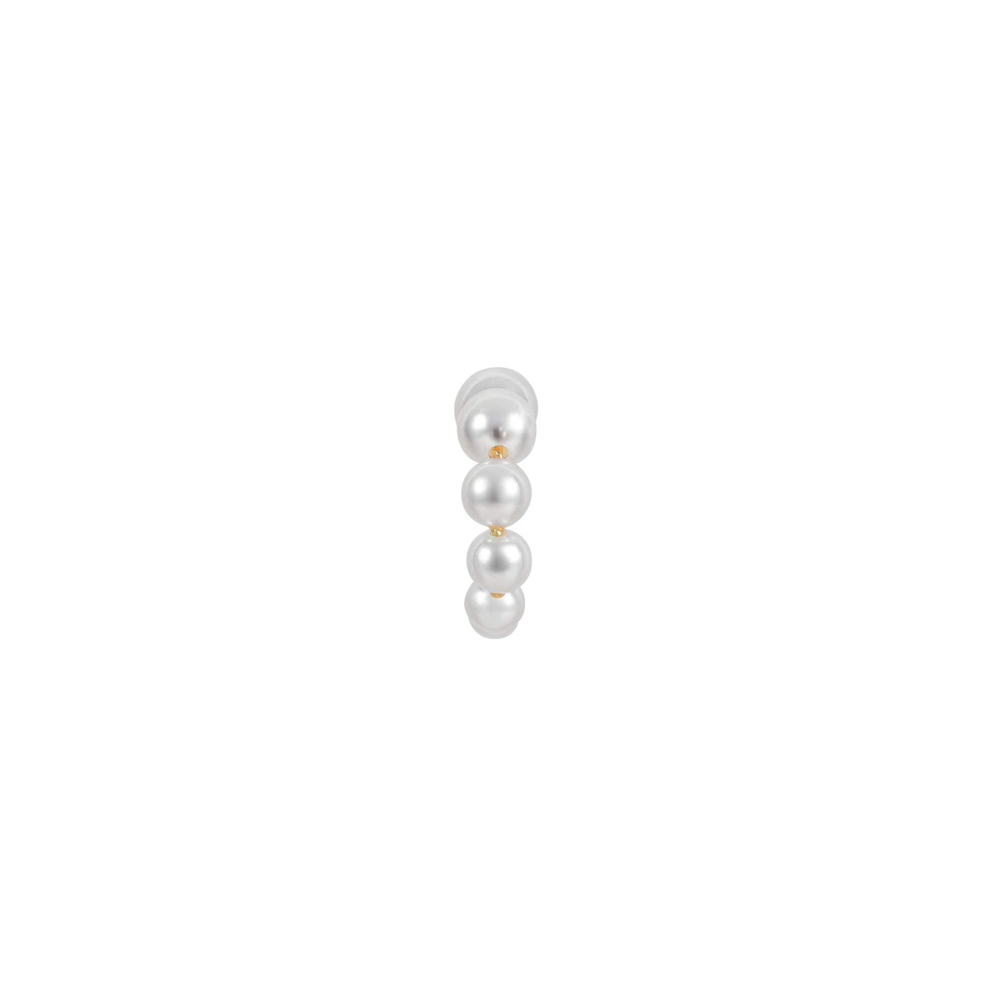 Akoya pearl hoop earring in 18k yellow gold fron view
