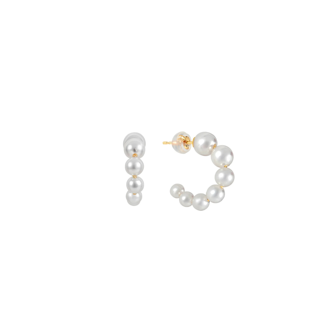 Akoya small hoop earrings in 18k yellow gold