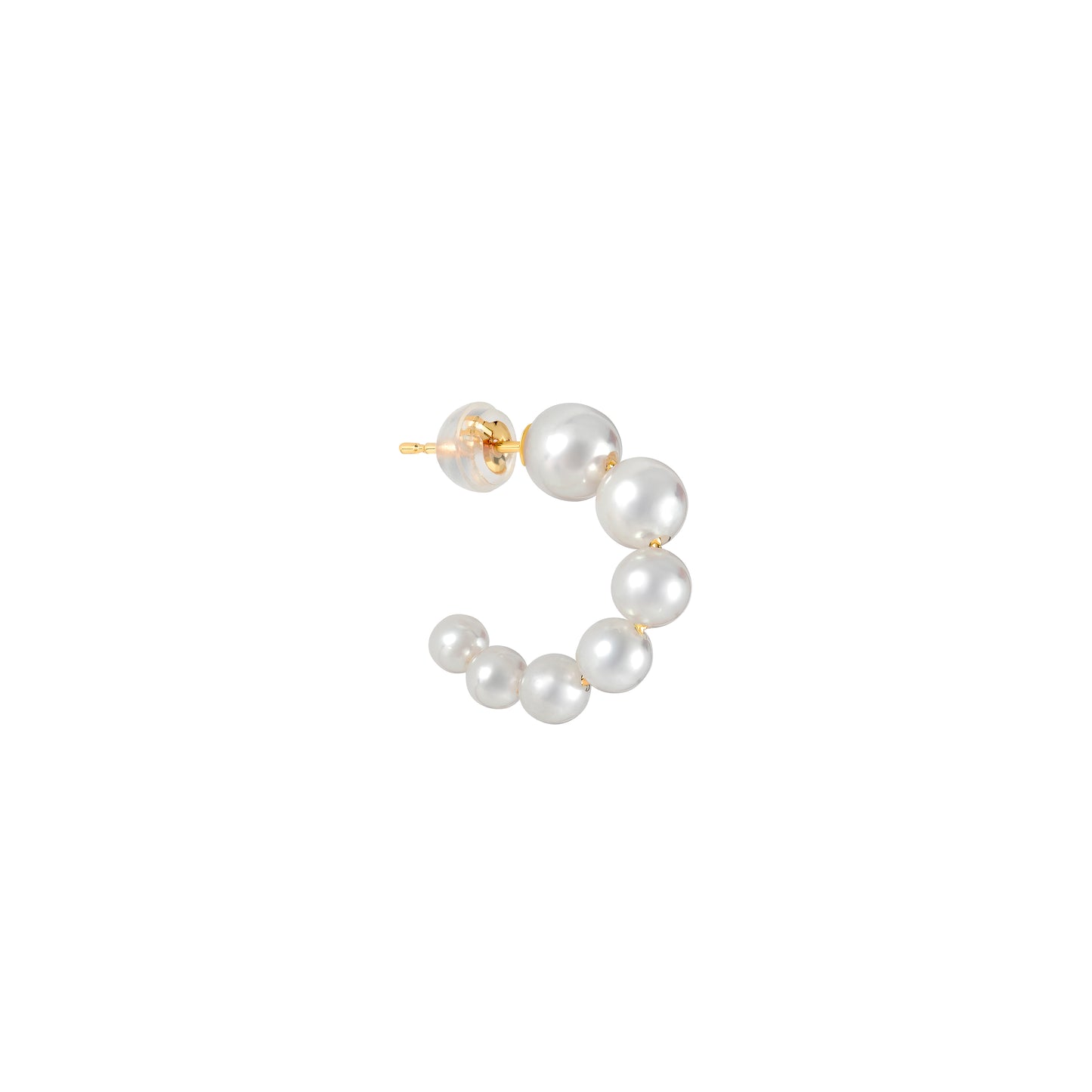 Akoya pearl hoop earring in 18k yellow gold