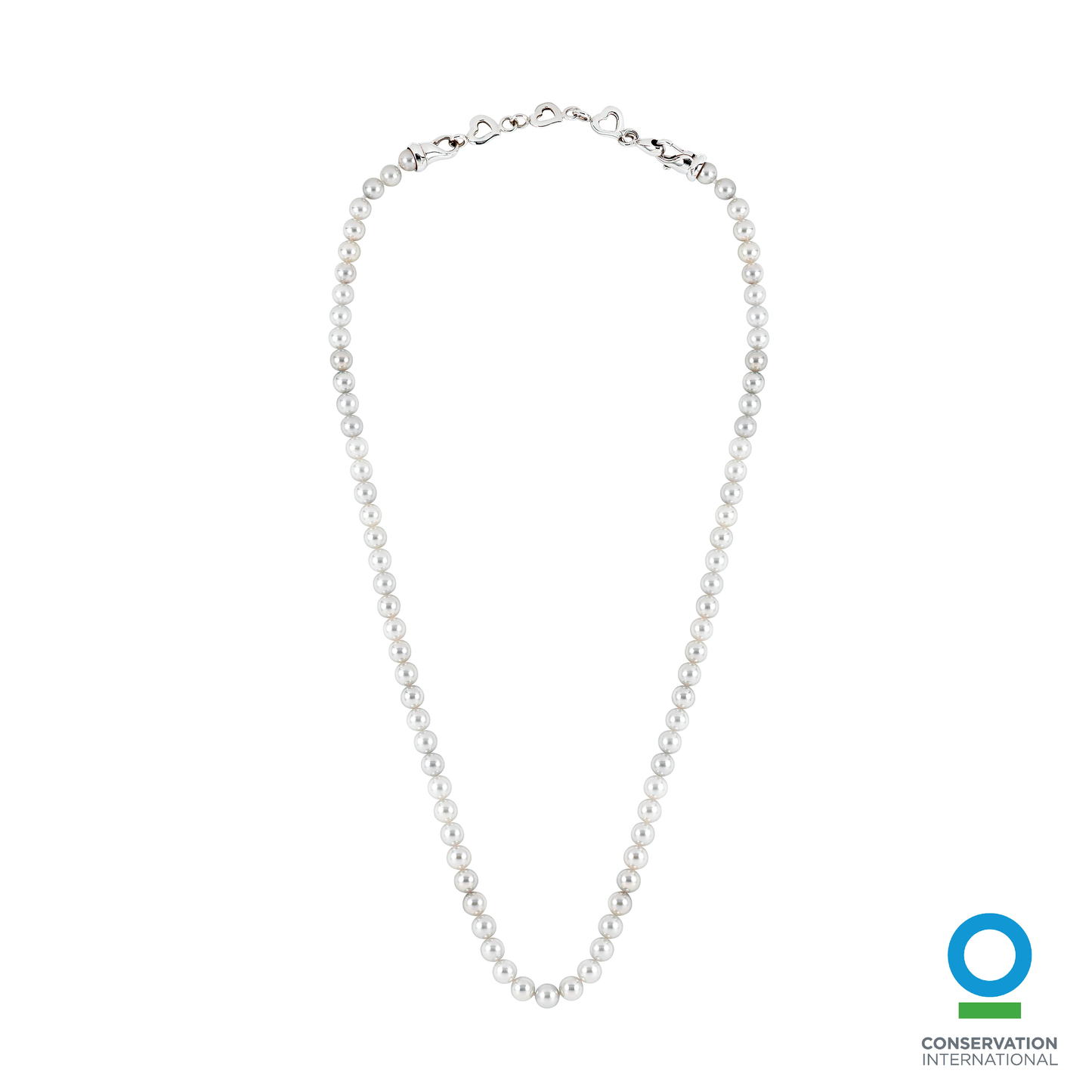 Akoya Silver-Blue 6.0-6.5mm Pearl Strand with Sterling Silver Triple Heart Clasp