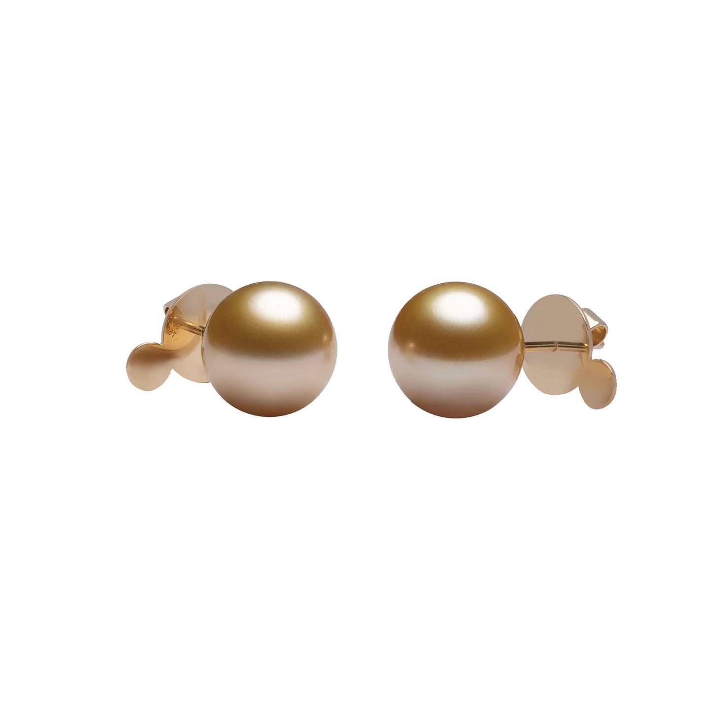 JEWELMER South Sea Round Gold Stud Earrings in 18k Gold