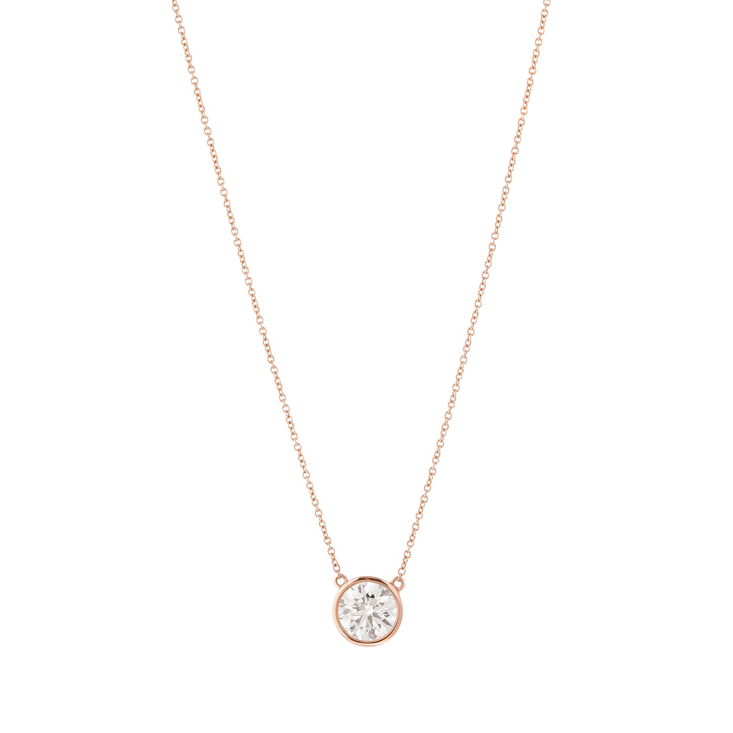 Bezel Lab-grown Diamond Pendant 1.0 Carat in 18k Rose Gold