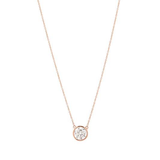 Bezel Lab-grown Diamond Pendant 1.0 Carat in 18k Rose Gold