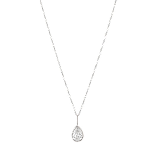 WaterDrop 1.5 Carat Lab-grown Pear Diamond Pendant in 14k White Gold