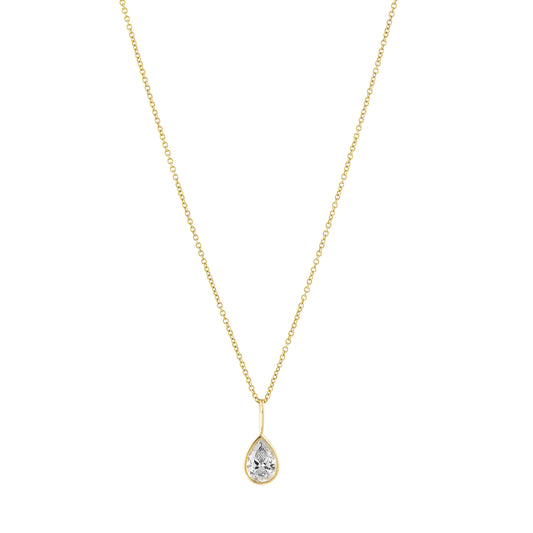 WaterDrop 1.0 Carat Lab-grown Pear Diamond Pendant in 18k Yellow Gold