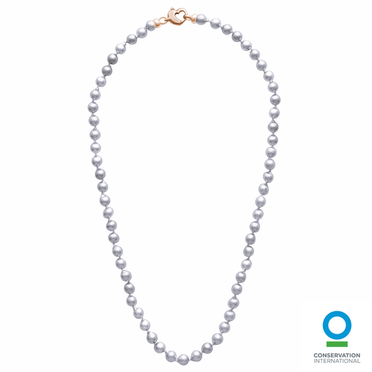 Akoya Silver-Blue 6-6.5mm Pearl Strand with 14k Rose Gold Heart Clasp