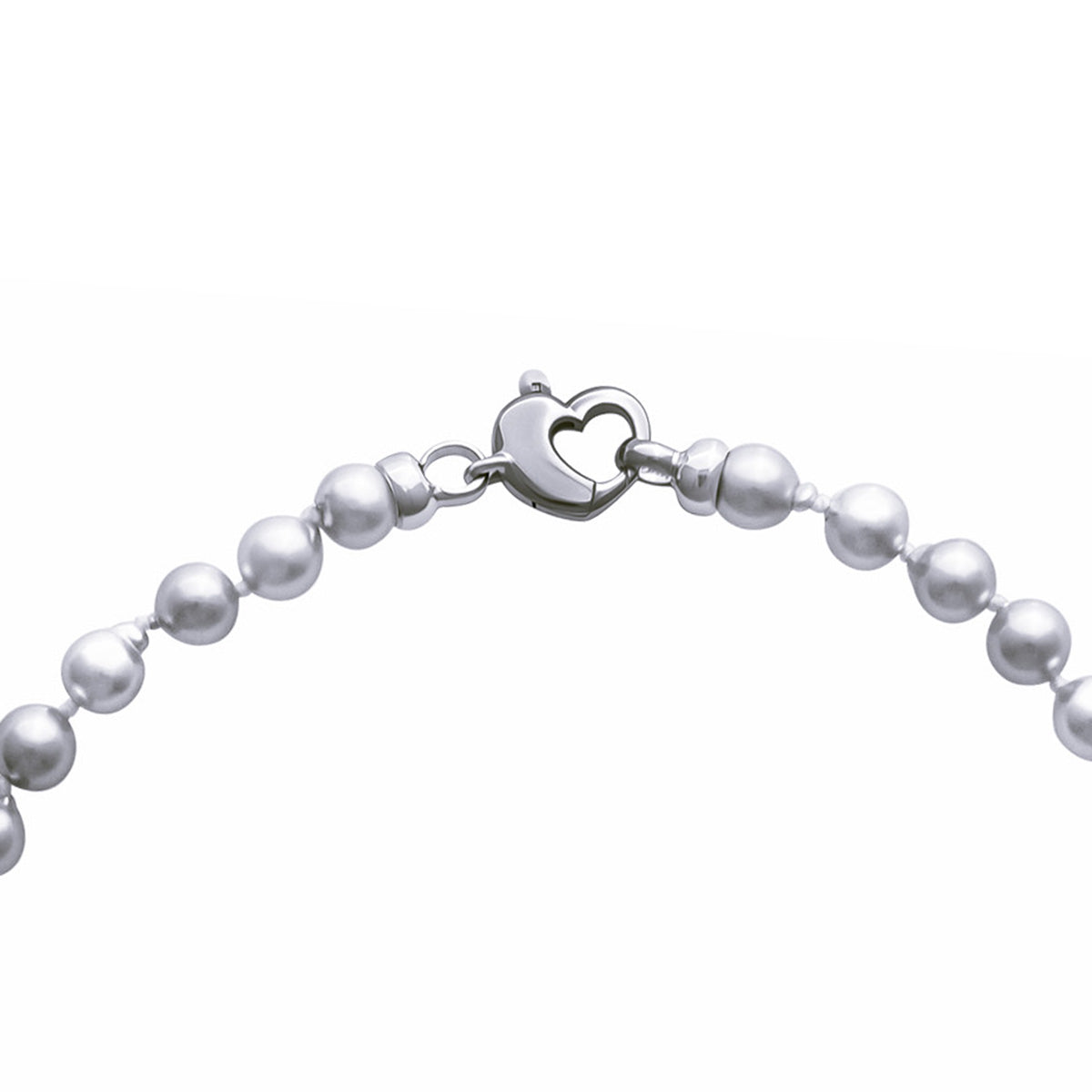 Akoya Silver-Blue 6-6.5mm Pearl Strand with Sterling Silver Heart Clasp
