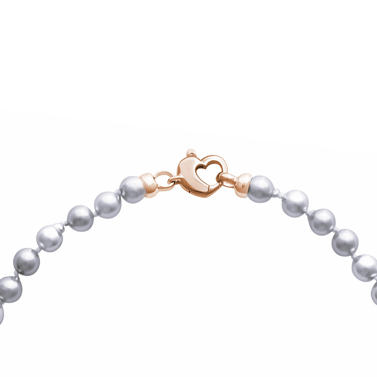 Akoya Silver-Blue 6-6.5mm Pearl Strand with 14k Rose Gold Heart Clasp