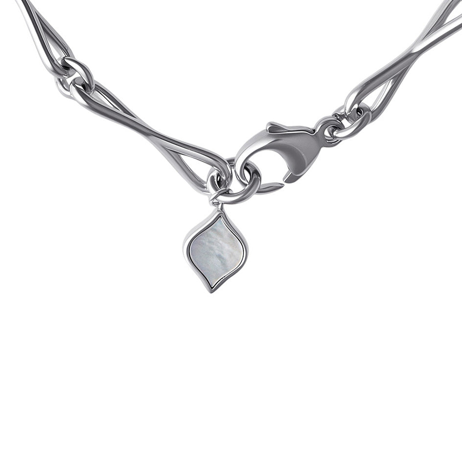 WaterDrop Medium Link Bracelet in Sterling Silver with Mother-of-Pearl Tag