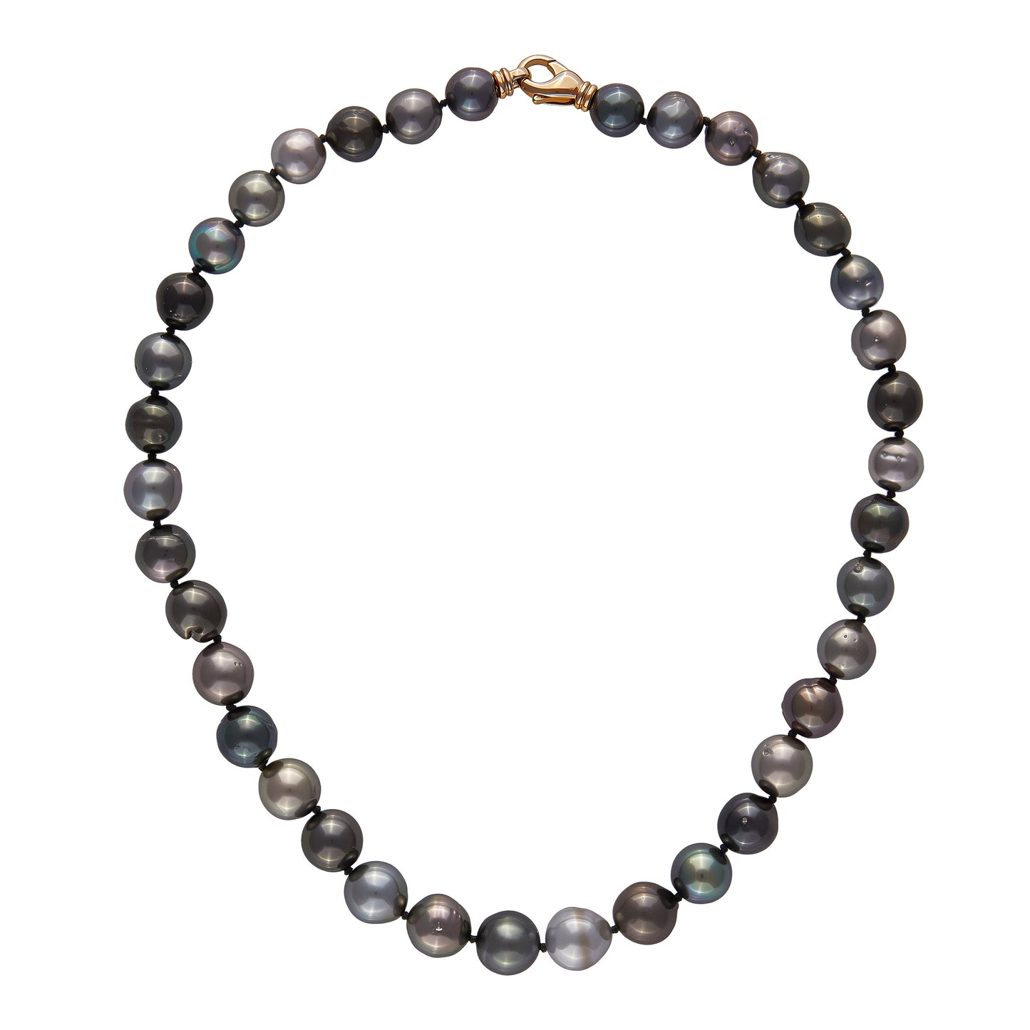 Tahitian Multicolor Baroque Pearl Necklace in 14k Yellow Gold Lobster Clasp