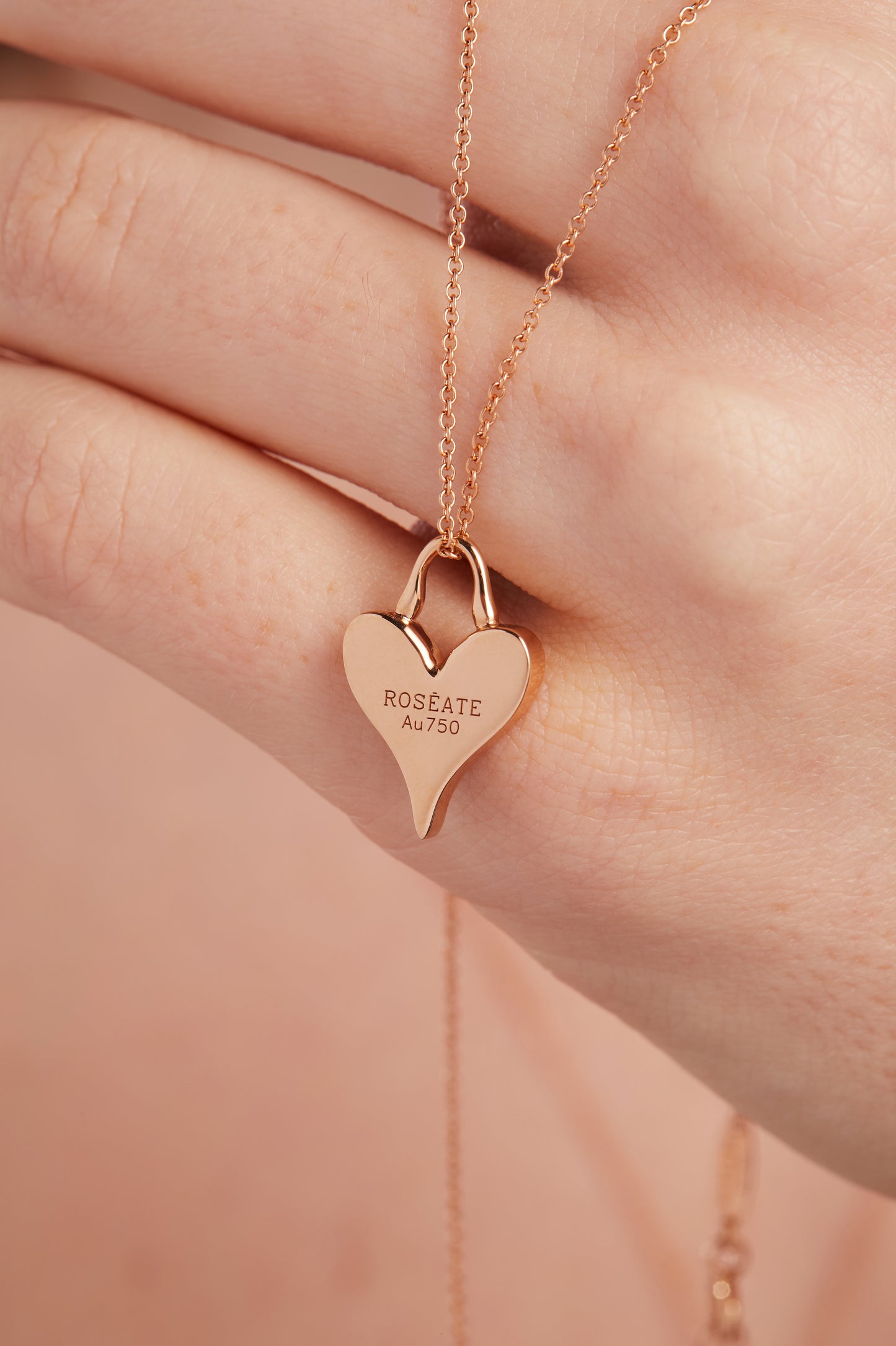 LoveLock Heart Pendant 12mm in 18k Rose Gold and Mother-of-Pearl