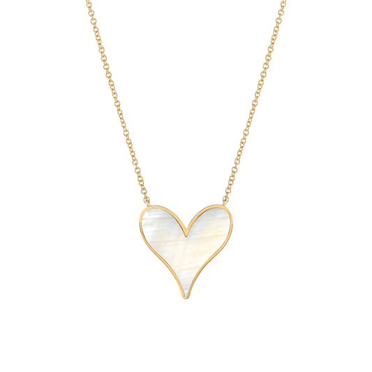 Love Pendant 15mm in 18k Yellow Gold and Mother-of-Pearl