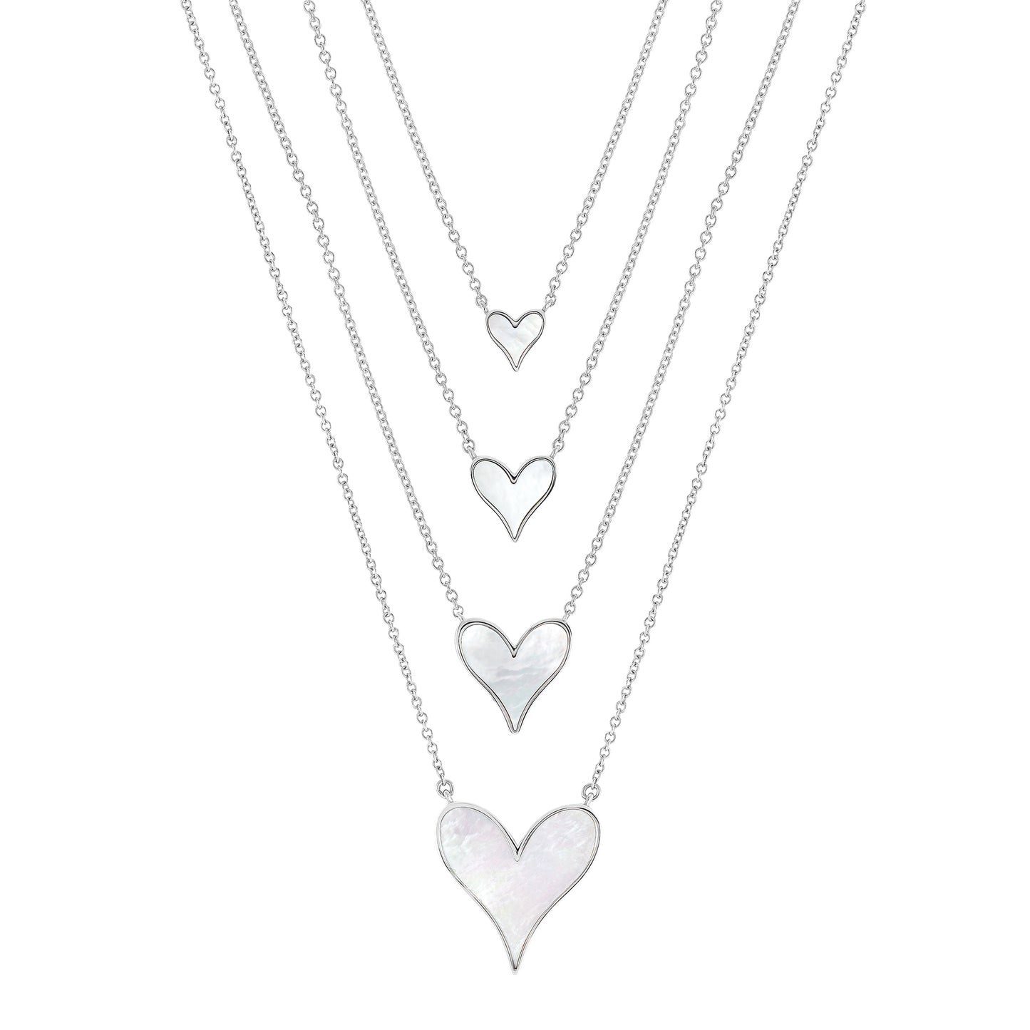 Love Pendant 7mm in Sterling Silver and Mother-of-Pearl, Small