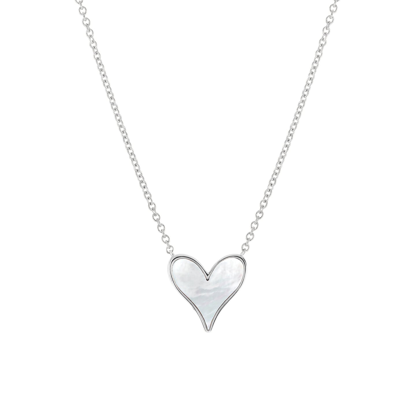 Love Pendant 9mm in Sterling Silver and Mother-of-Pearl, Medium