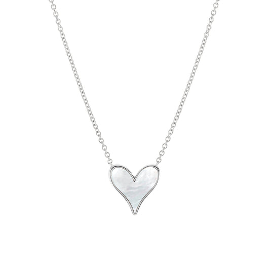 Love Pendant 9mm in Sterling Silver and Mother-of-Pearl, Medium