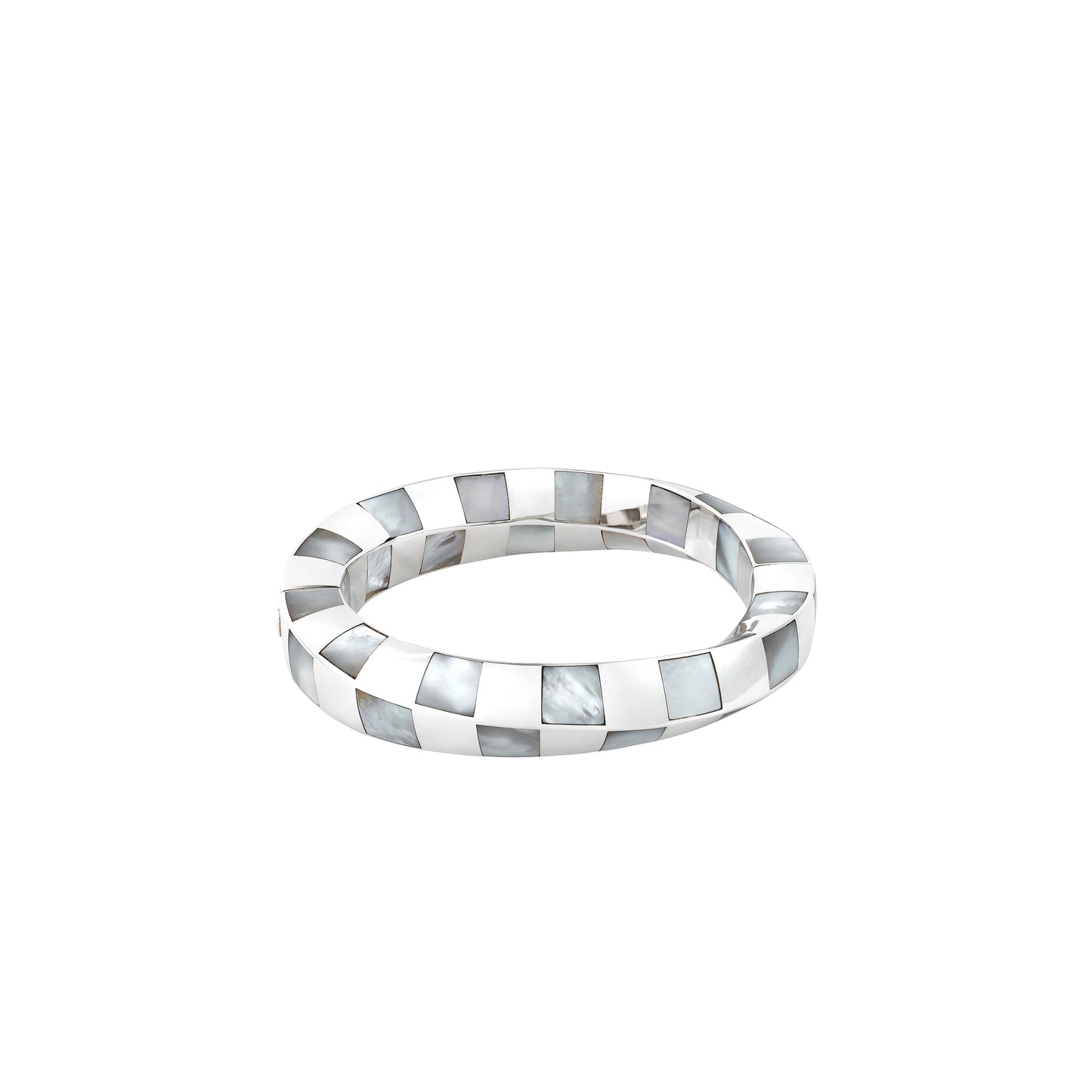 Angela Cummings Checkerboard Wave Bangle in Sterling Silver and Mother-of-Pearl