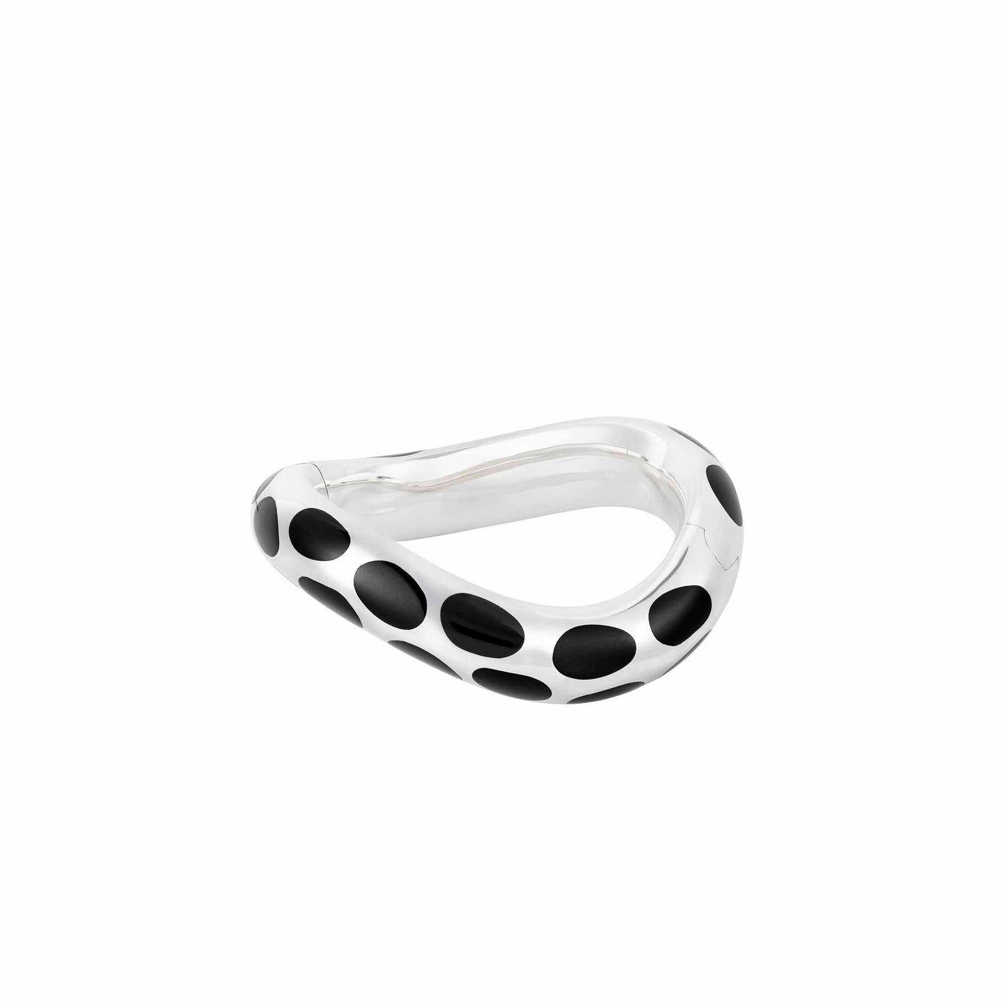 Angela Cummings Dotted Wave Bangle in Sterling Silver and Black Nephrite Jade