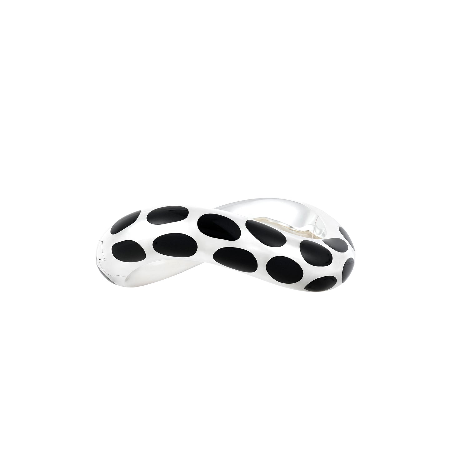 Angela Cummings Dotted Wave Bangle in Sterling Silver and Black Nephrite Jade