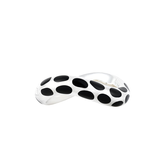 Angela Cummings Dotted Wave Bangle in Sterling Silver and Black Nephrite Jade