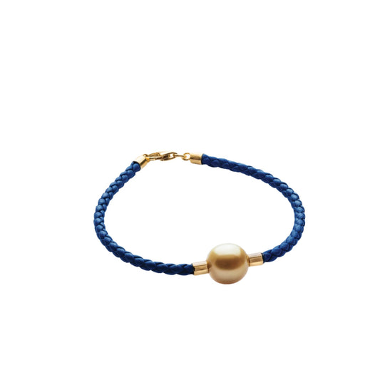 JEWELMER South Sea Pearl Bracelet on Blue Braided Cord