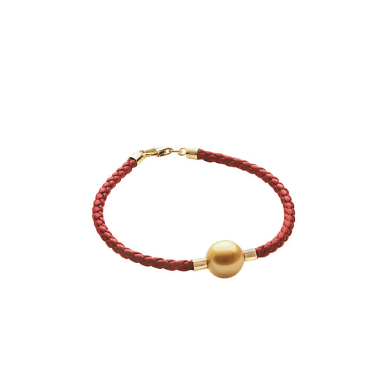 JEWELMER South Sea Pearl Bracelet on Red Braided Cord