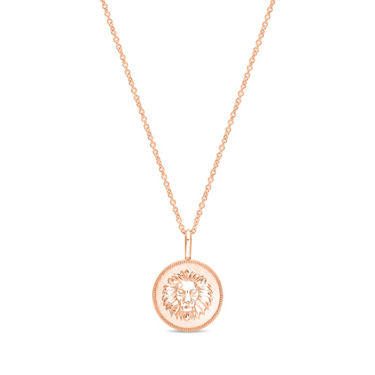 Lion Pendant 12mm in 14k Rose Gold