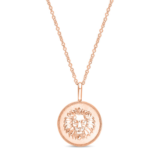Lion Pendant 19mm in 14k Rose Gold