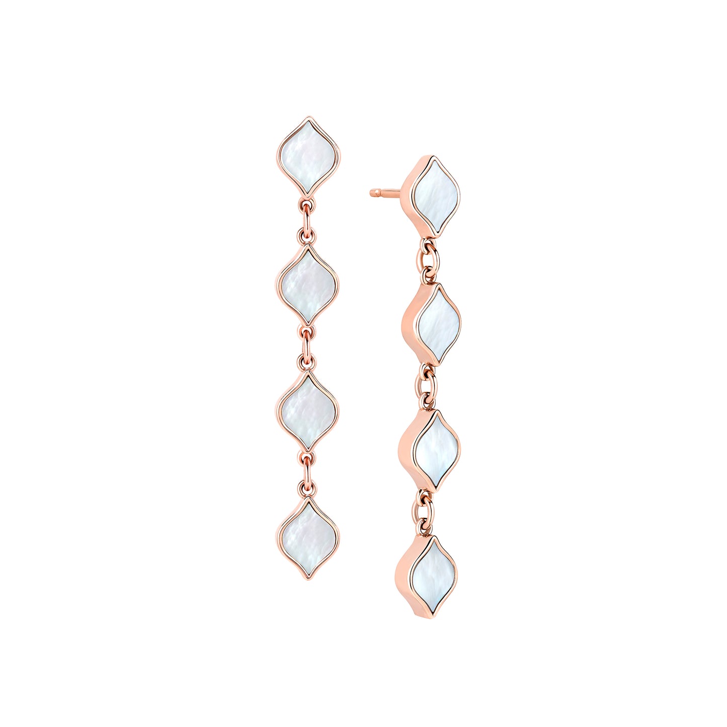 Unity Drop Earrings in 14k SMO Rose Gold and 7mm Mother-of-Pearl