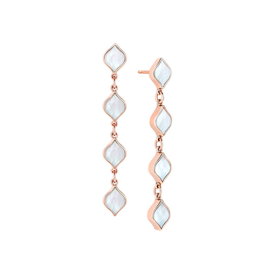 Unity Drop Earrings in 14k SMO Rose Gold and 7mm Mother-of-Pearl