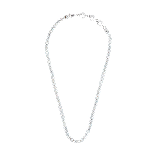 Akoya Silver-Blue 6-6.5mm Pearl Strand with Sterling Silver Circle Clasp