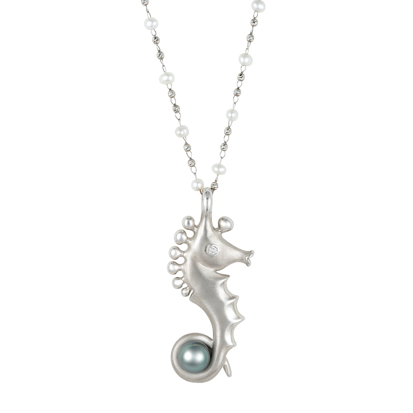 Angela Cummings Seahorse Convertible Pendant in Sterling Silver with Fiji Pearl