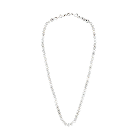 Akoya Silver-Blue 6-6.5mm Pearl Strand with Sterling Silver Triple Heart Clasp