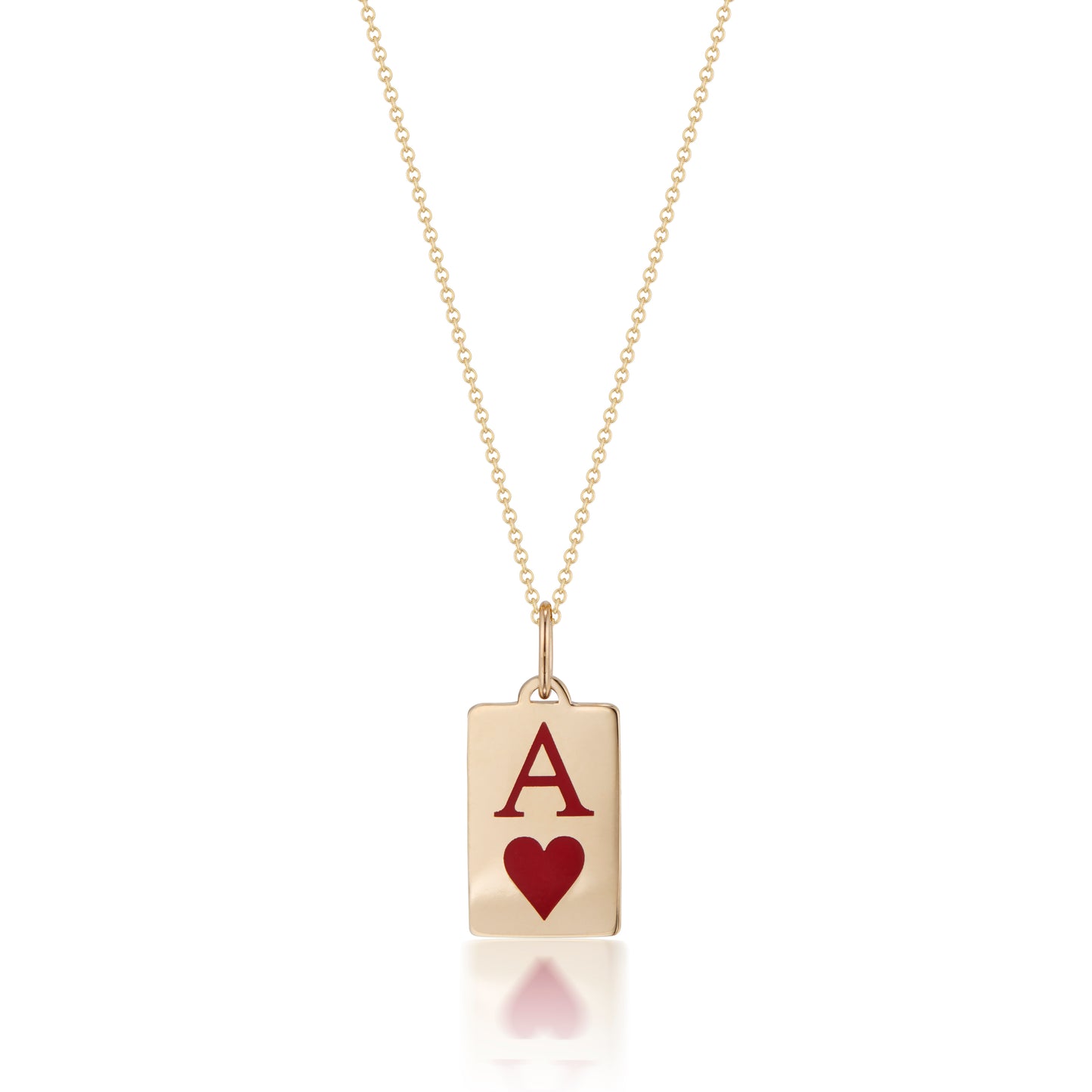 Tiary Ace of Hearts Pendant in 14K Yellow Gold