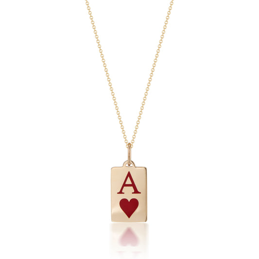 Tiary Ace of Hearts Pendant in 14K Yellow Gold