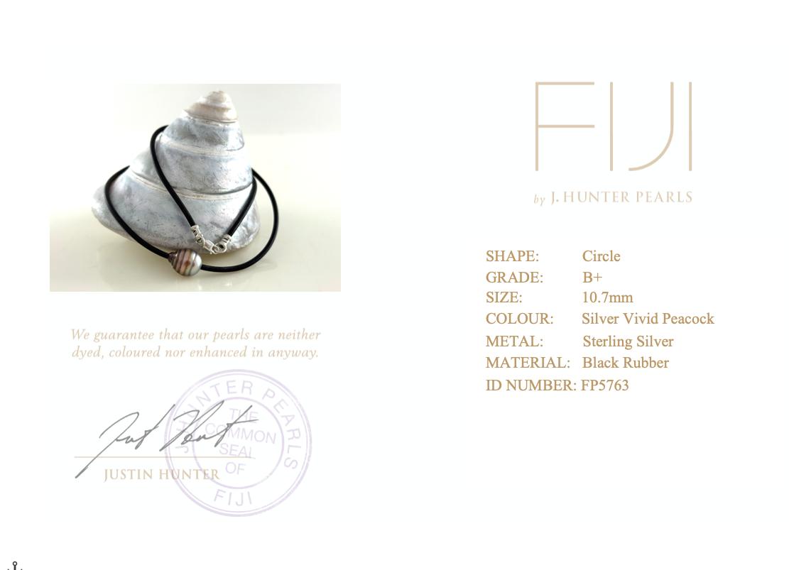 Fiji Rare Silver Vivid Peacock Circle 10.7mm Pearl Necklace