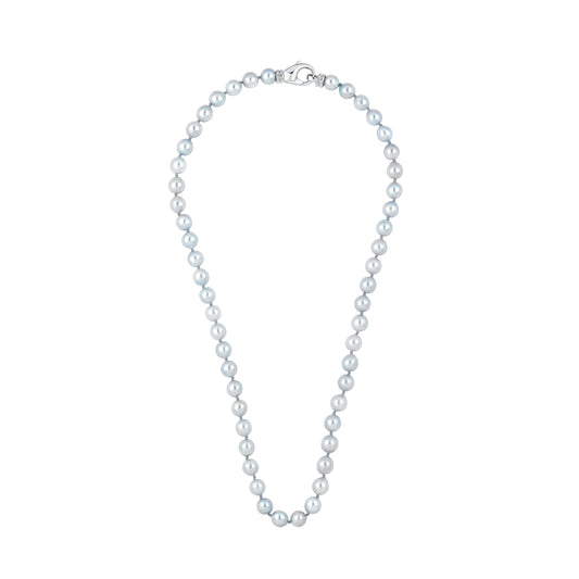 Akoya Silver-Blue Pearl Strand 6.0-6.5mm with Sterling Silver Lobster Clasp