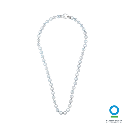 Akoya Silver-Blue Baroque Pearl Strand 6.0-6.5mm with Sterling Silver Lobster Clasp