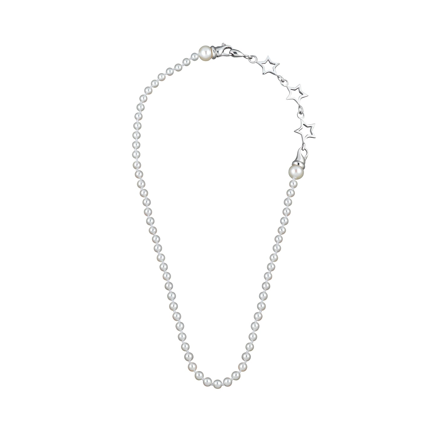 Akoya Mini White 4-5mm Pearl Strand with Sterling Silver Star Clasp