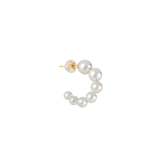 Akoya Hoop Pearl Earrings in 18k Yellow Gold